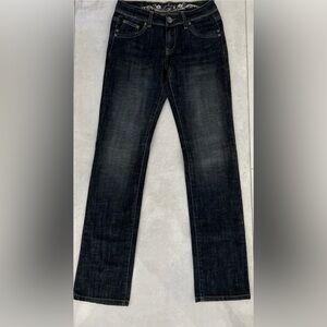 B-Q Jeans Women's Dark Wash Low Rise Denim Jeans Zippers Pant Size 5/6